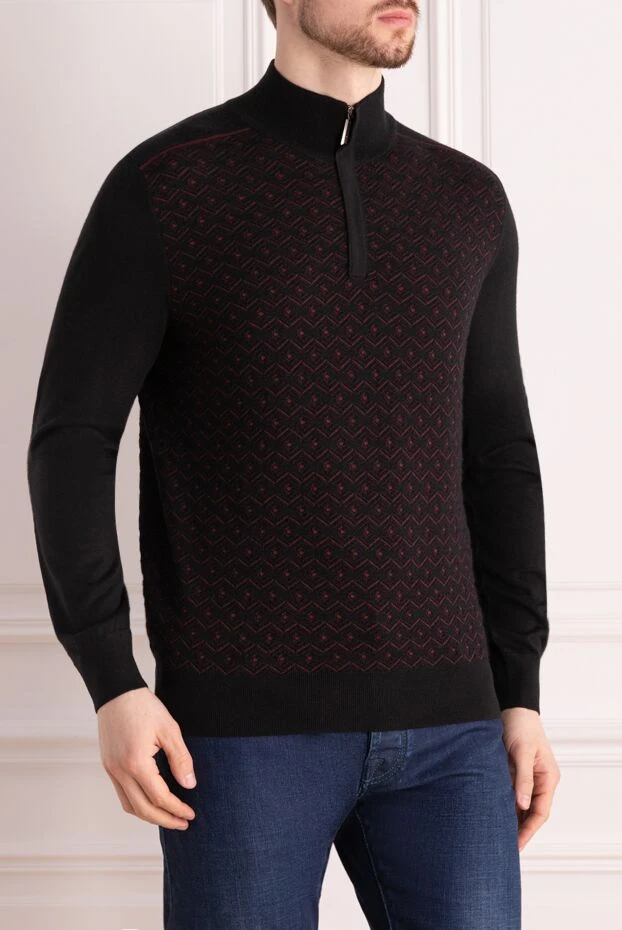 Stefano Ricci қарама-қарсы жаккард өрнегі бар кашемир мен жібектен жасалған тройер 172326 - фото 3