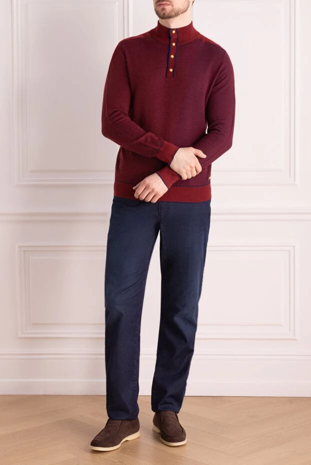 Тройер из кашемира и шелка красный мужской - фото 2