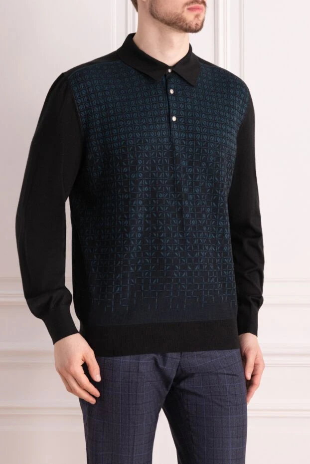 Stefano Ricci men's dark emerald long sleeve jacquard polo shirt 172330 - photo 3