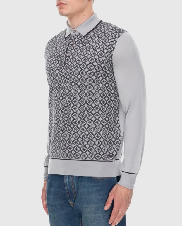 Stefano Ricci поло с длинным рукавом из шелка и кашемира серое мужское 172331 - фото 3