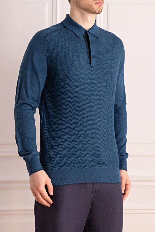 Stefano Ricci dark turquoise textured knit long sleeve polo shirt 172335 - photo 3