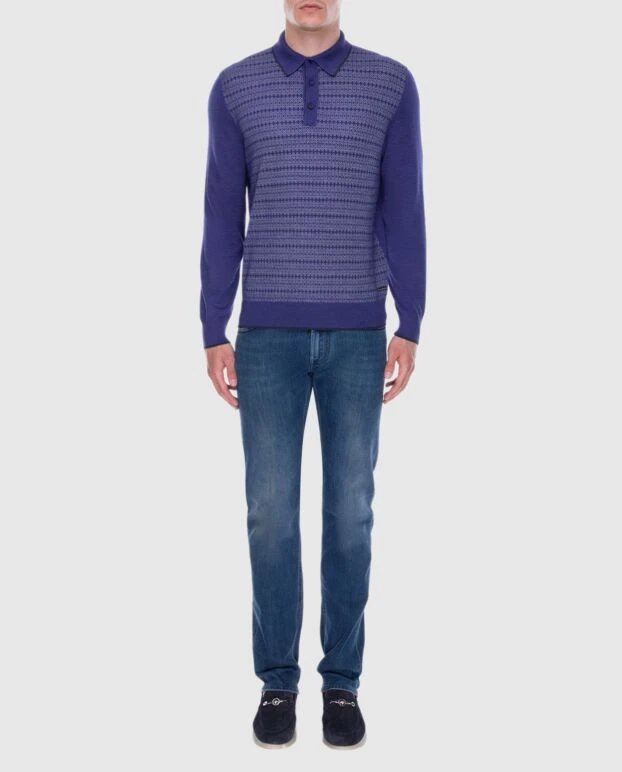 Stefano Ricci поло с длинным рукавом из шелка и кашемира фиолетовое мужское с длинным рукавом 172339 - фото 2