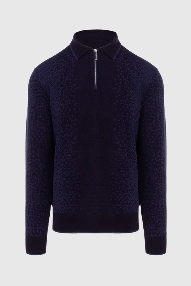 3D өрнегі бар қалың жейдеден тігілген қою күлгін түсті поло жейдесі - фото 1