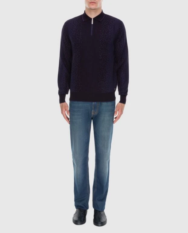 Stefano Ricci 3d өрнегі бар қалың жейдеден тігілген қою күлгін түсті поло жейдесі 172343 - фото 2