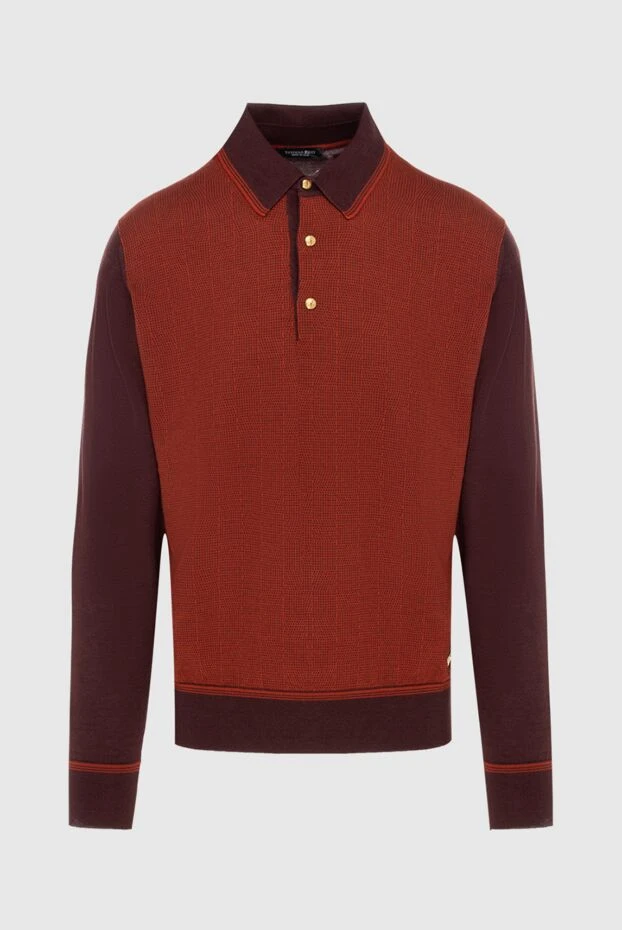 Two-tone long-sleeve polo shirt in silk and cashmere with a contrasting textured insert
- photo 1