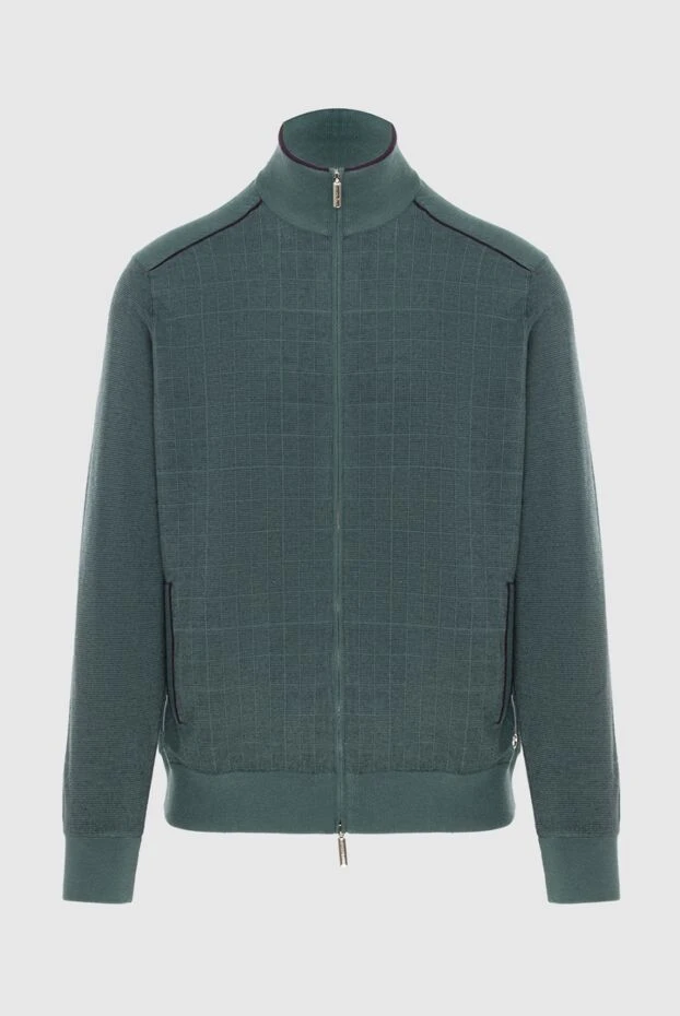 Ерлерге арналған кашемир және жібек кардиганы жасыл - фото 1