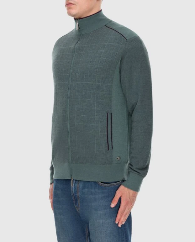 Stefano Ricci кардиган мужской из кашемира и шелка зеленый 172350 - фото 3