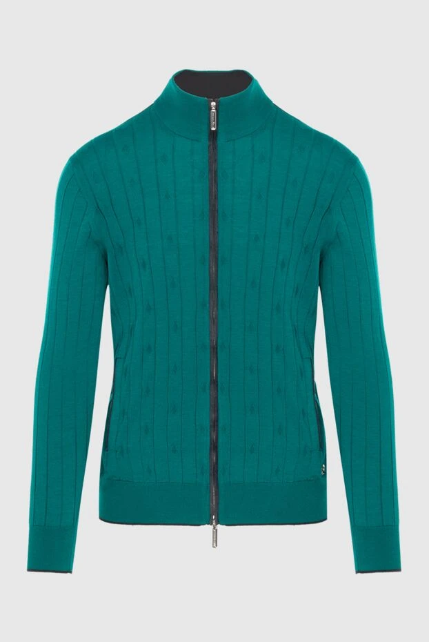 Cardigan for men made of cashmere, silk and suede green - photo 1