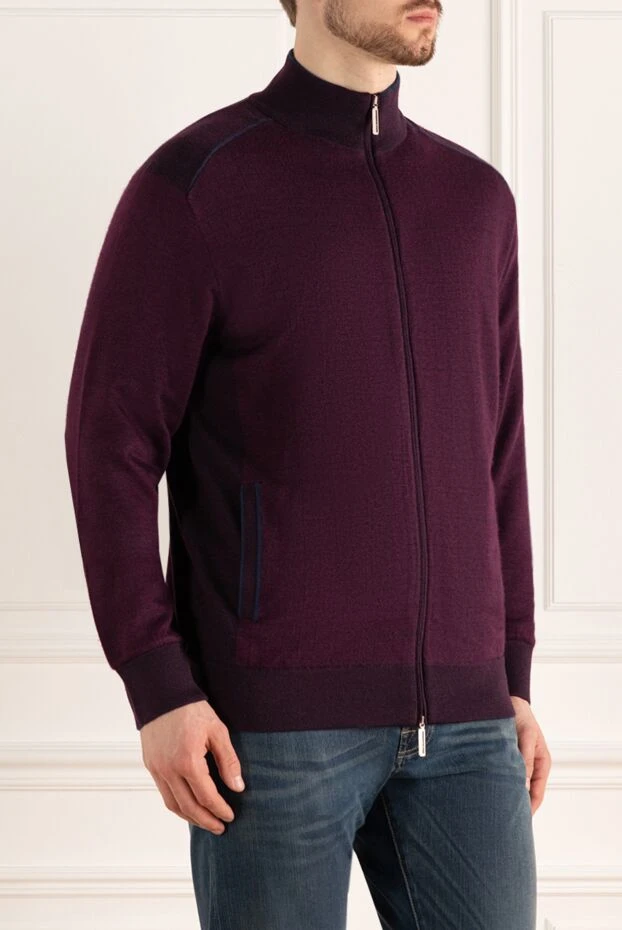 Stefano Ricci кардиган мужской из кашемира и шелка бордовый 172354 - фото 3