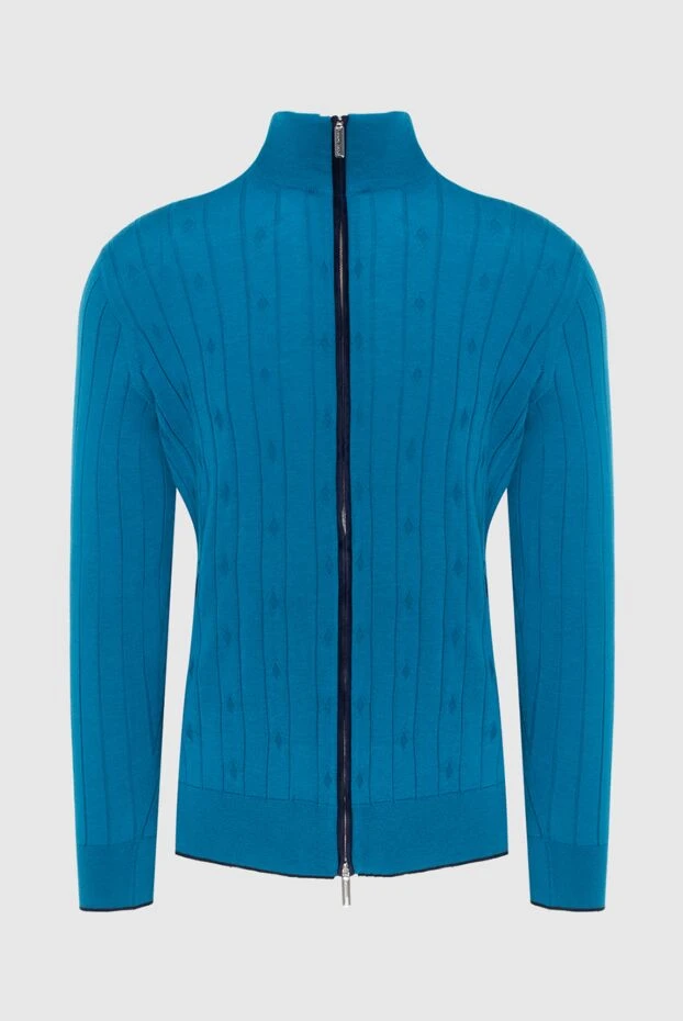 Cardigan for men made of cashmere, silk and suede blue - photo 1