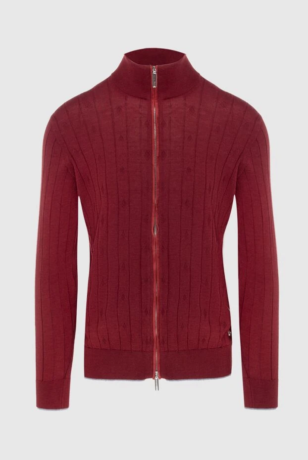 Burgundy ribbed zippered cardigan
- photo 1