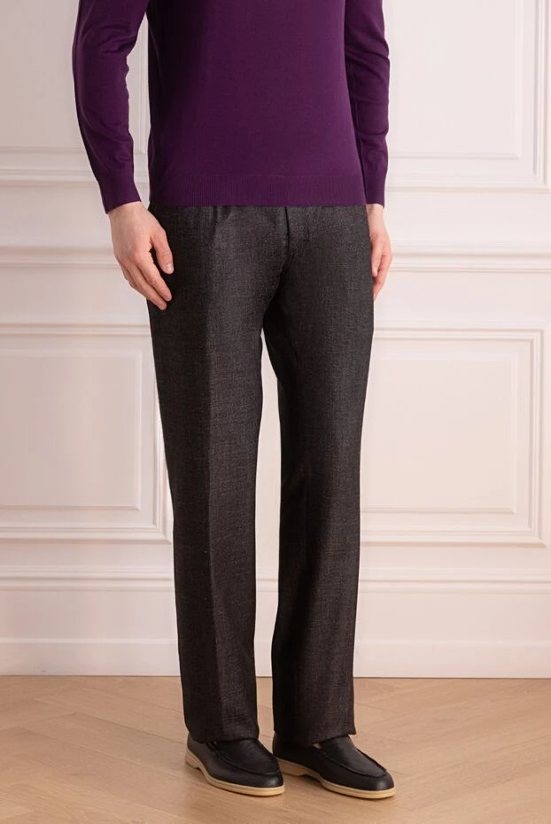 Stefano Ricci қалталарында әшекейлі түтікшесі бар ерлерге арналған сұр шалбар 172376 - фото 3