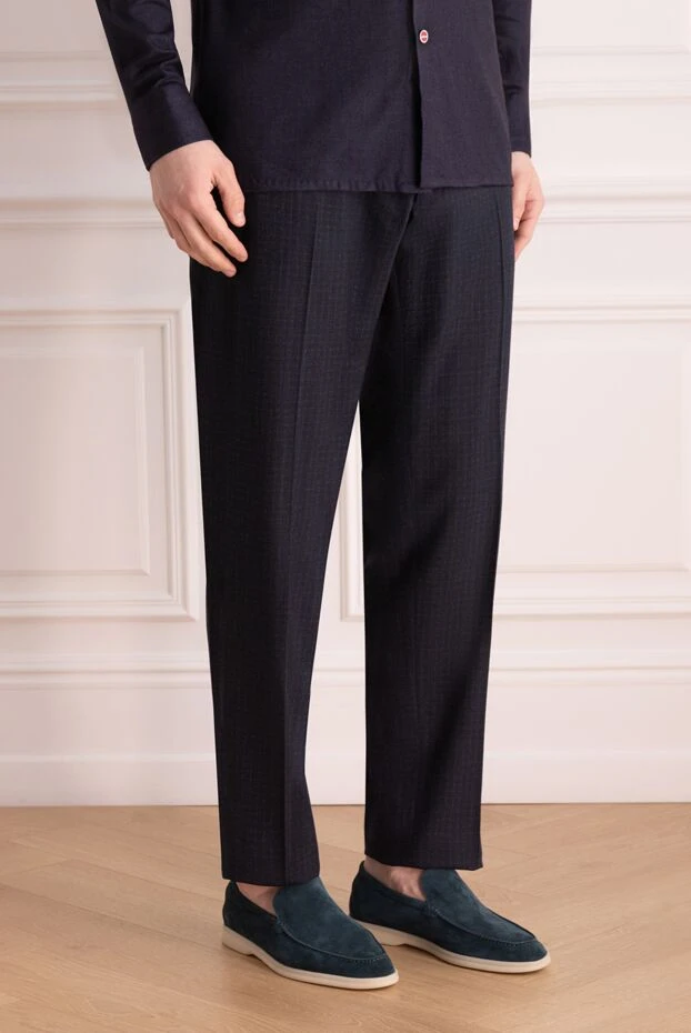 Stefano Ricci ерлерге арналған логотипі бар көк жүн шалбар 172380 - фото 3