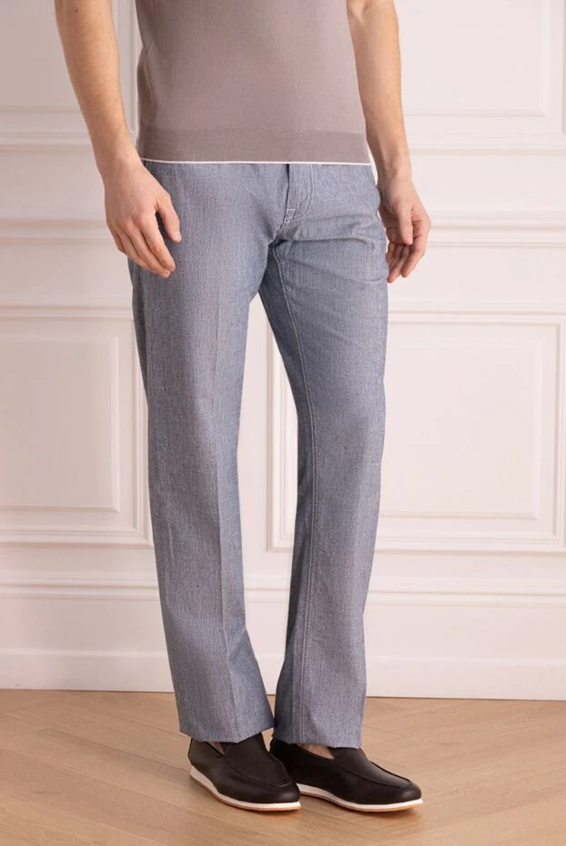 Stefano Ricci брюки из натурального хлопка светлый меланж 172381 - фото 3