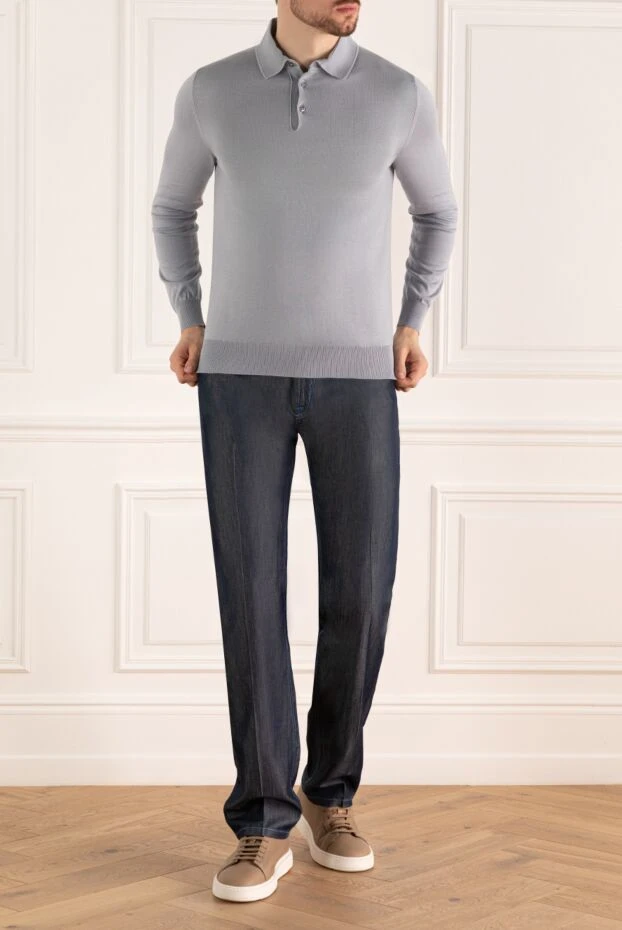 Stefano Ricci джинсы из шелка и хлопка синие мужские 172382 - фото 2