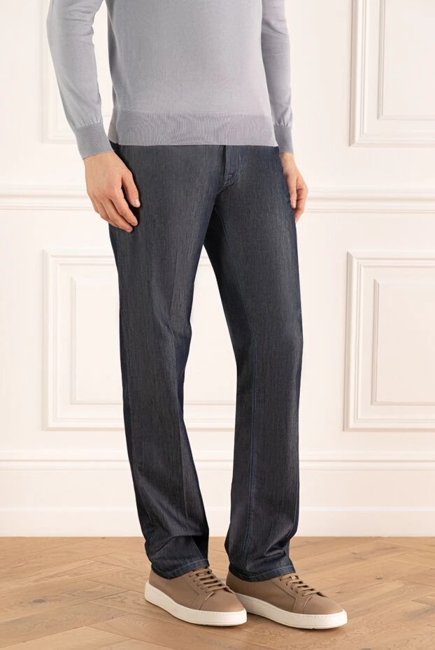 Stefano Ricci джинсы из шелка и хлопка синие мужские 172382 - фото 3