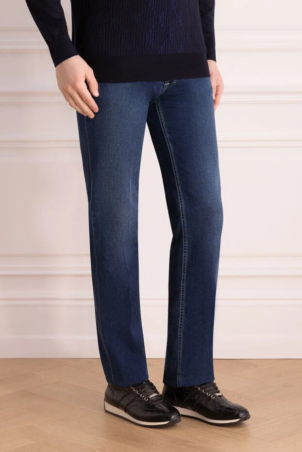 Stefano Ricci джинсы из хлопка синие мужские 172383 - фото 3