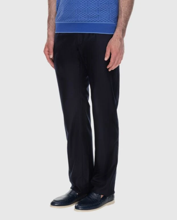 Stefano Ricci көк түсті ерлерге арналған жүн шалбар, қалталы түтікшесі бар 172387 - фото 3