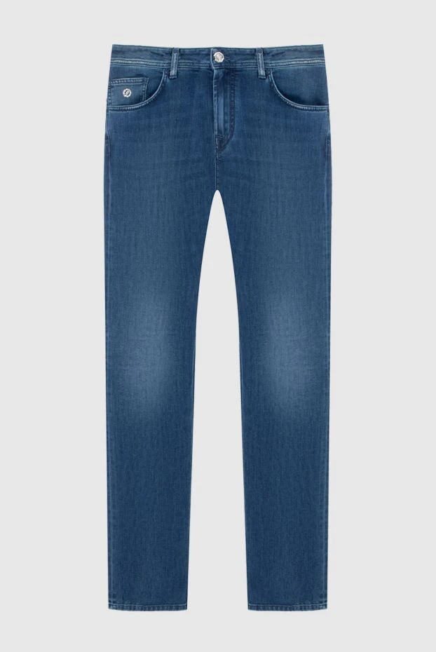 Stefano Ricci мужские джинсы синего цвета с акцентной вышивкой орла 172390 - фото 1