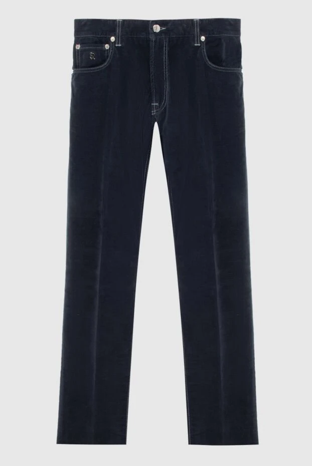 Dark grey cotton cashmere blend jeans with contrast stitching - photo 1