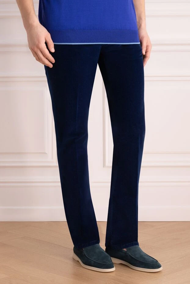 Stefano Ricci мужские джинсы насыщенного синего цвета с классическим силуэтом
 172397 - фото 3