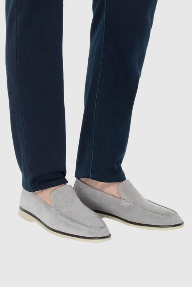 Cesare di Napoli man gray suede loafers for men купить с ценами и фото 172401 - photo 2