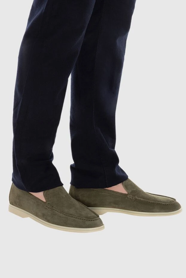 Cesare di Napoli man green suede loafers for men купить с ценами и фото 172403 - photo 2