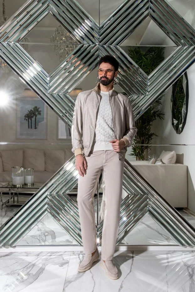 Cesare di Napoli лоферы нубуковые светло-серые мужские 172406 - фото 2