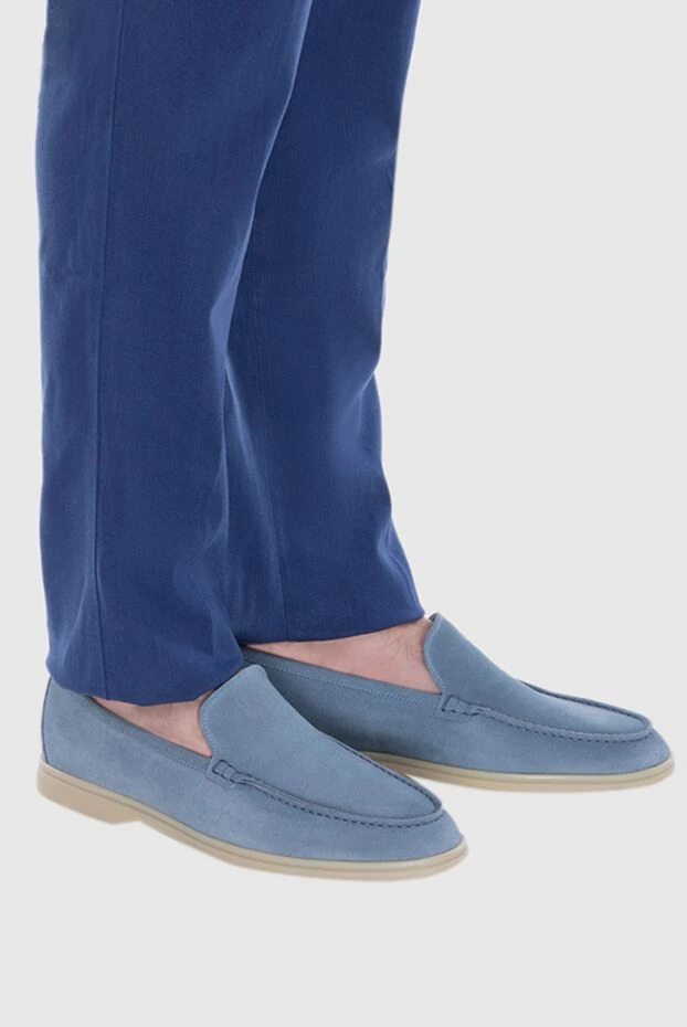 Cesare di Napoli man blue suede loafers for men купить с ценами и фото 172410 - photo 2