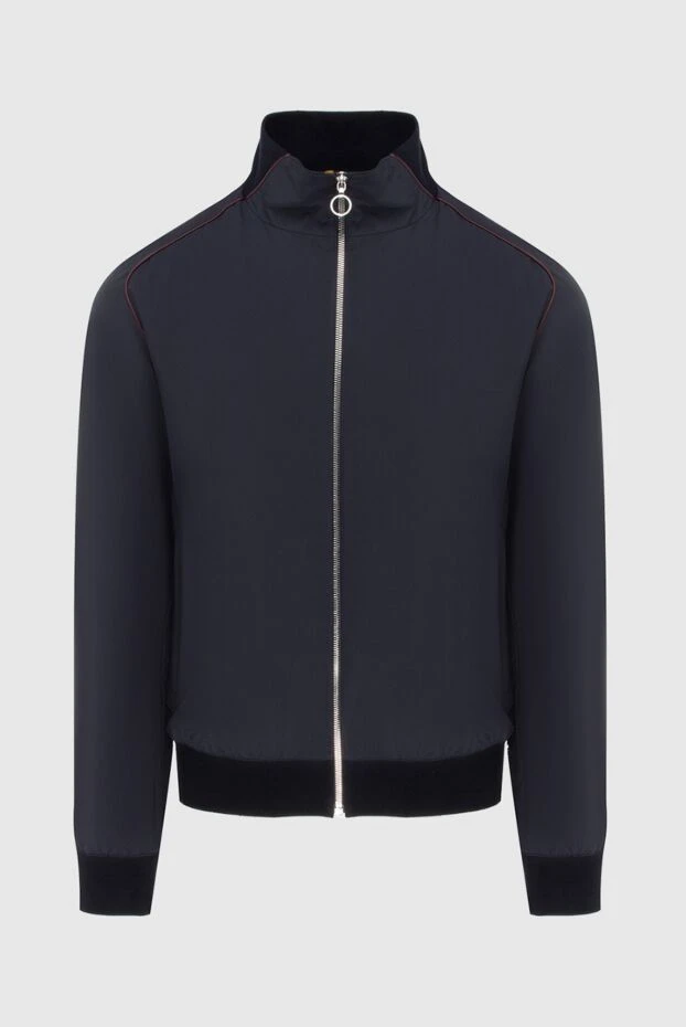 Куртка из нейлона и кожи синяя мужская - фото 1