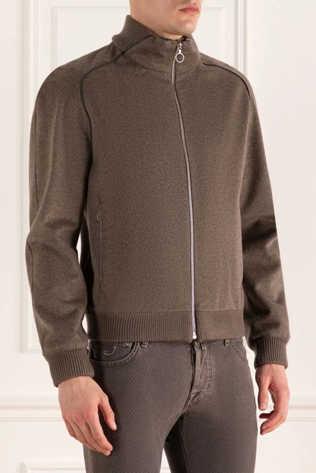 Seraphin куртка-бомбер кашемировая бежевая с воротником-стойкой мужская 172460 - фото 3