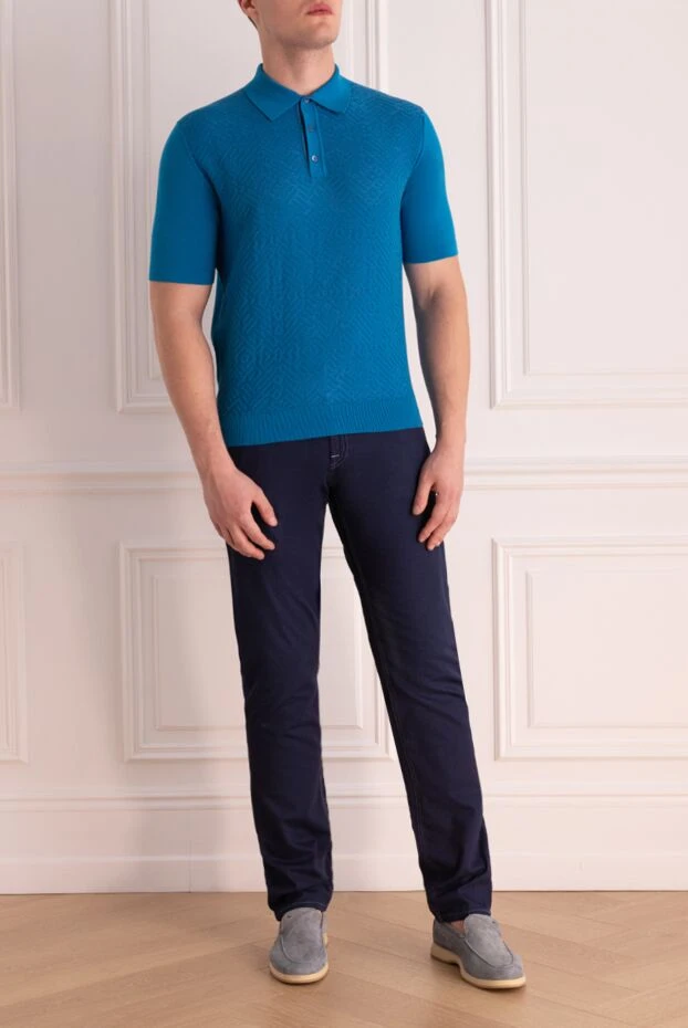 Stefano Ricci men's regular fit jeans made of soft blue denim 172465 - photo 2