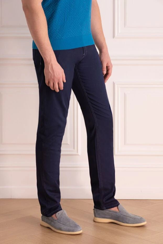 Stefano Ricci men's regular fit jeans made of soft blue denim 172465 - photo 3
