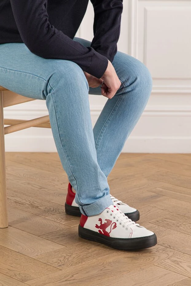 Zilli сникеры из кожи белые мужские 172512 - фото 2