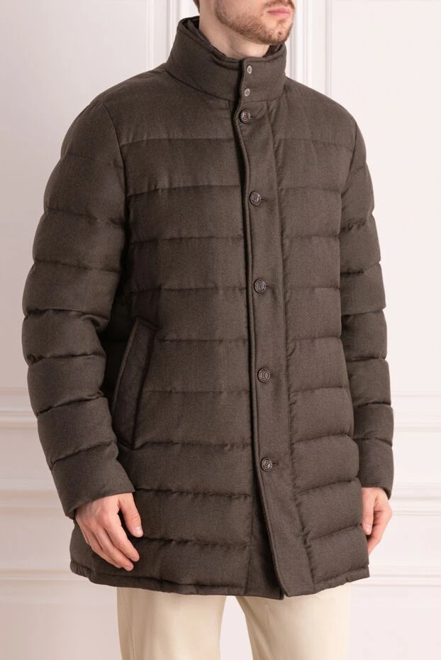 Moorer пуховик мужской из тёмной шерсти с кашемиром и застёжкой на пуговицы
 172531 - фото 3