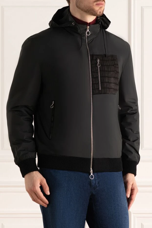 Seraphin куртка из полиэстера и кожи крокодила черная мужская 172555 - фото 3