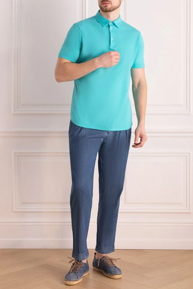 Loro Piana man blue cotton polo for men купить с ценами и фото 172566 - photo 2