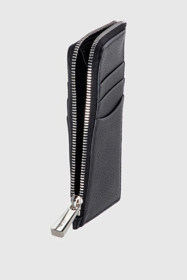 Serapian визитница кожаная черная на молнии мужская 172588 - фото 3