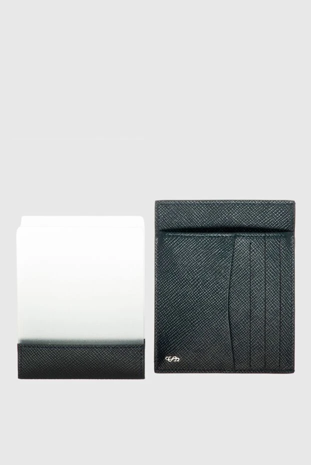 Serapian визитница кожаная с дополнительными ячейками темно-синяя мужская 172589 - фото 3