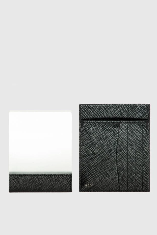 Serapian визитница кожаная с дополнительными ячейками черная мужская 172592 - фото 3