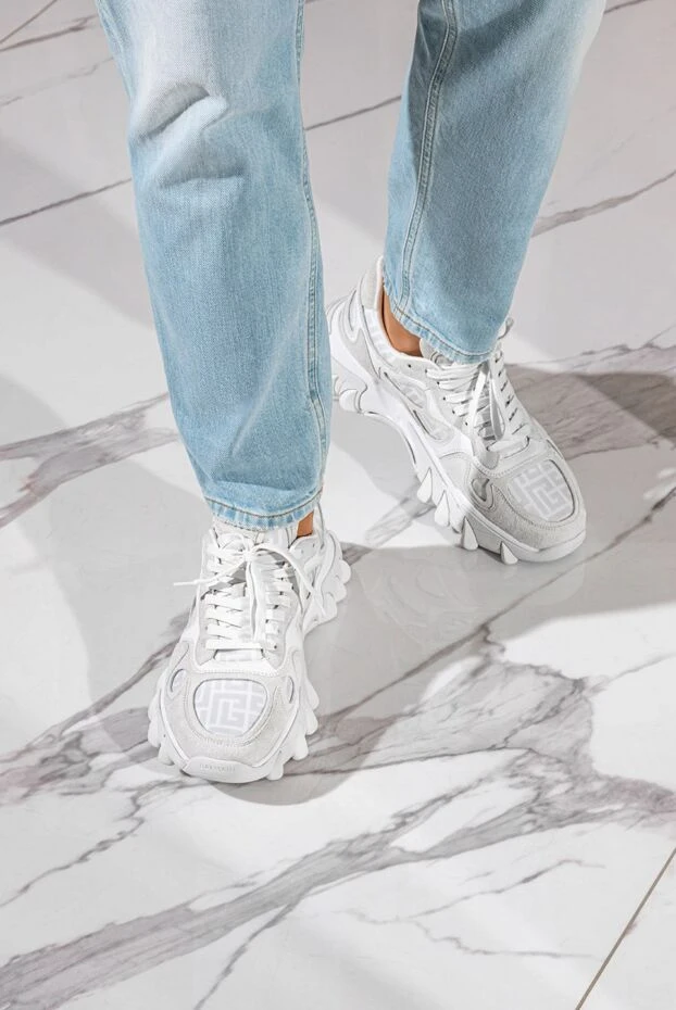 Balmain ерлерге арналған ақ былғары кроссовкалар 172621 - фото 2