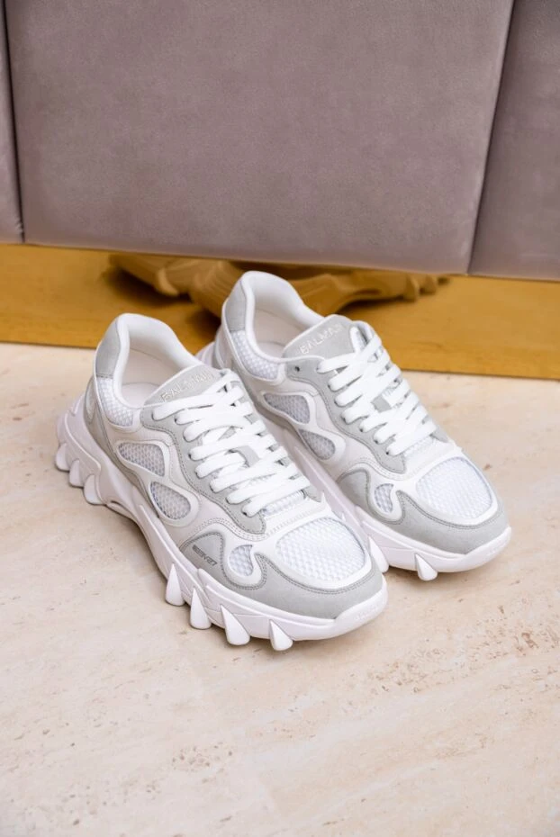 Balmain ерлерге арналған ақ былғары кроссовкалар 172621 - фото 3