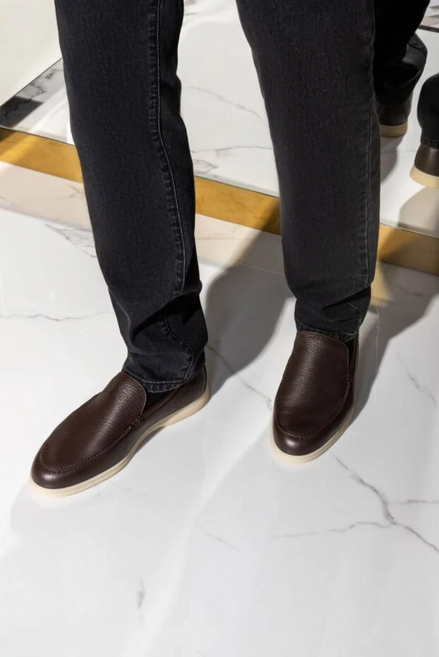 Loro Piana классические лоферы из кожи лося alce soft и телячьей кожи коричневые 172664 - фото 2
