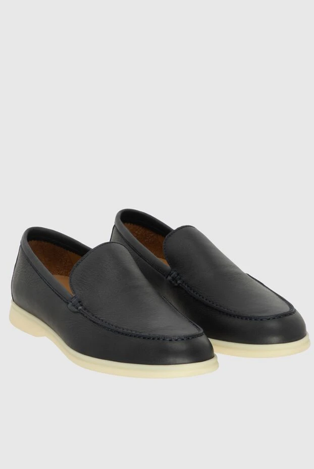 Loro Piana classic loafers in alce soft moose leather and calfskin blue 172665 - photo 3
