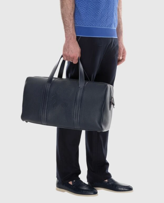 Ерлерге арналған көк былғары саяхат сөмкесі - фото 2