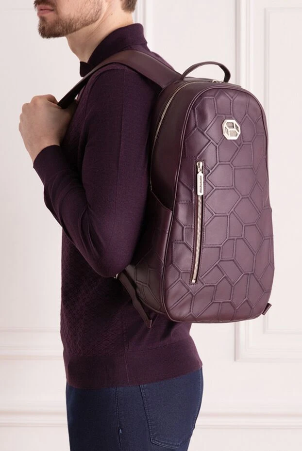Purple leather backpack for men - photo 2