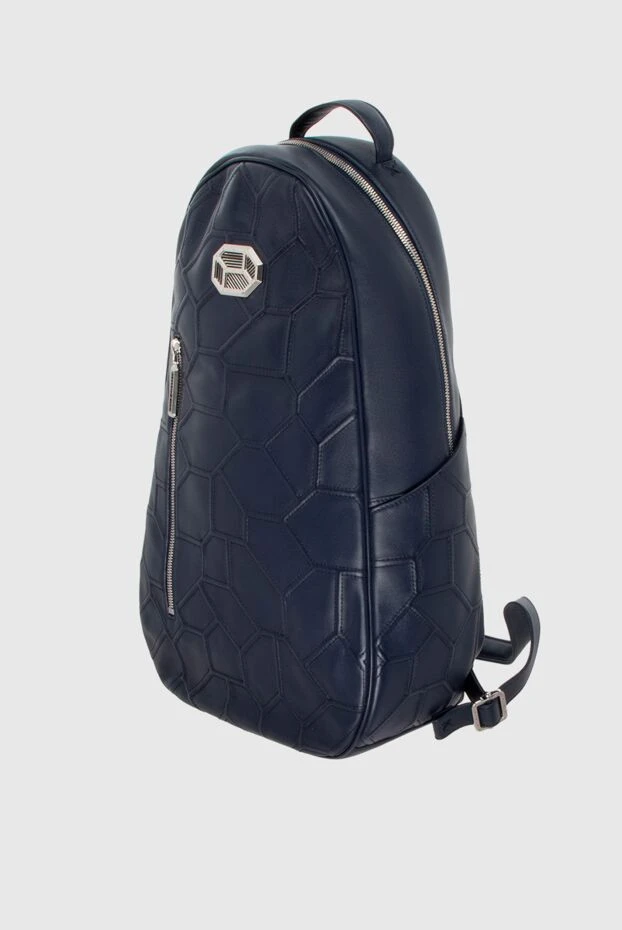 Stefano Ricci геометриялық тігісі бар шынайы қою көк былғарыдан жасалған ерлерге арналған рюкзак 172709 - фото 3