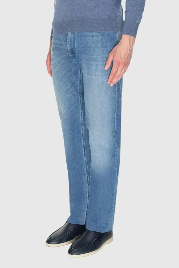 Stefano Ricci мужские джинсы синие из плотной хлопковой ткани
 172713 - фото 3