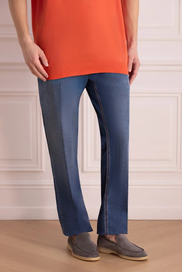 Stefano Ricci джинсы мужские синие хлопок базовый силуэт 172714 - фото 3