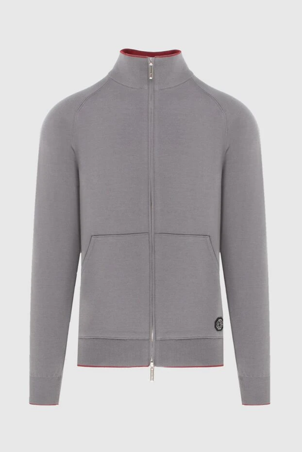 Кофта спортивная из шерсти и шелка серая мужская - фото 1